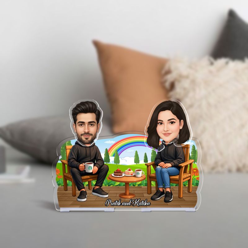 Personalized Proposing Couple Bobblehead Caricature Custom Cartoon Face Cutout Propose Theme Tabletop Decor for Girlfriend Boyfriend, Husband & Wife  Battery Powered Moving Head